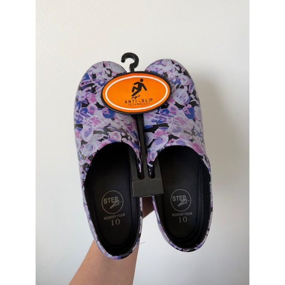 Step2 Women's Memory Foam Anti-Slip Clogs – Purple Floral – Size 10 - Picture 1 of 4